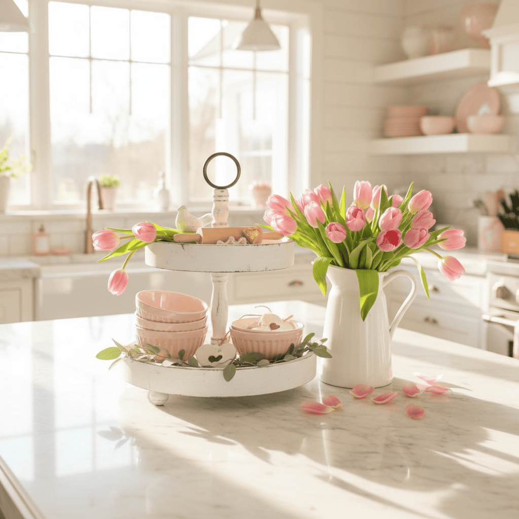 Tulip Tiered Tray Spring Kitchen Centerpiece