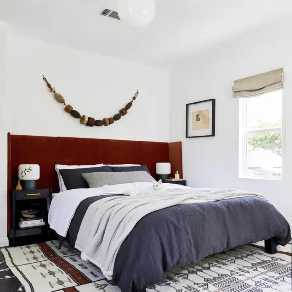 Rust Red Headboard Bedroom