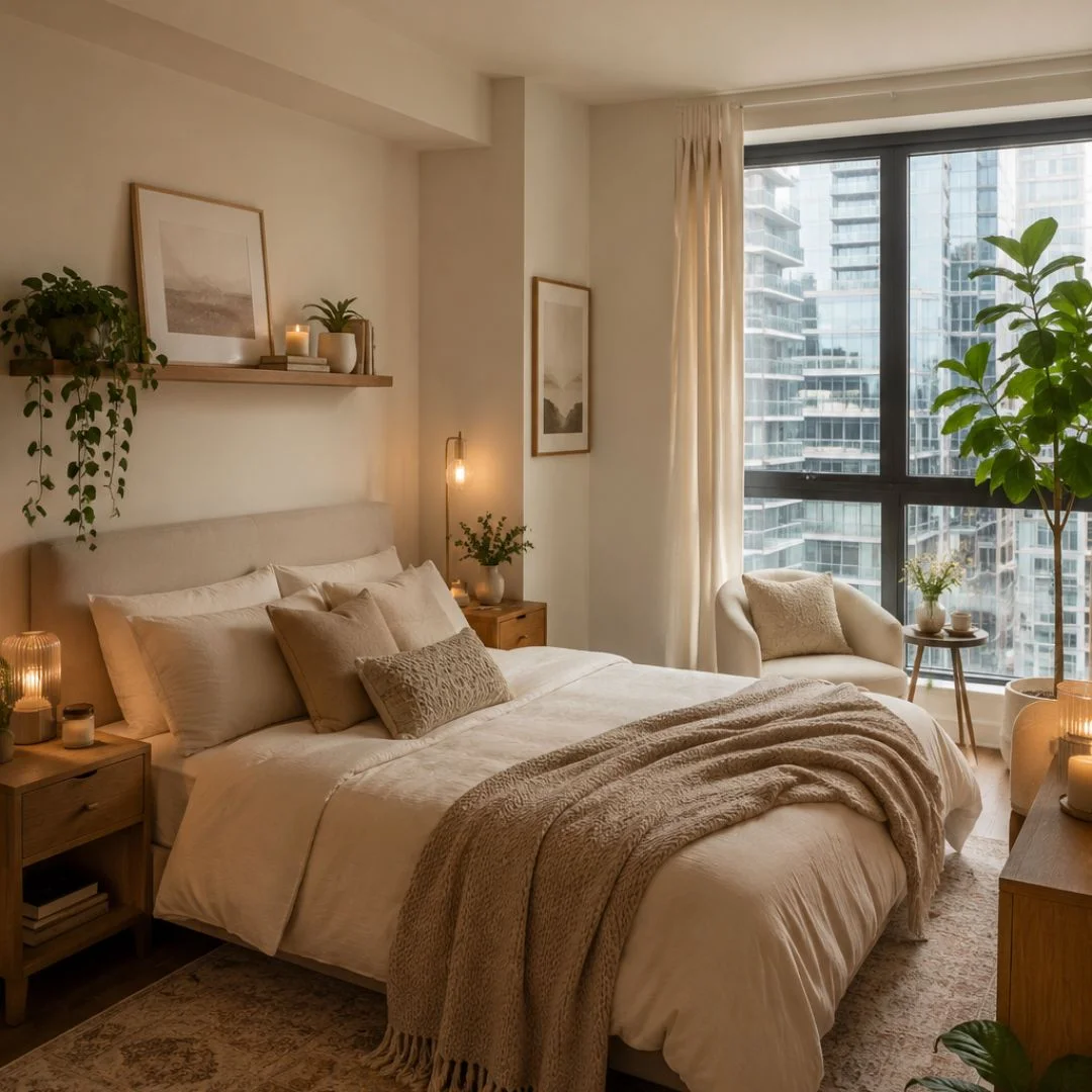 Warm Beige Apartment Bedroom